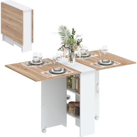 Drop Leaf Dining Table, 140 x 75 x 74 cm, Natural Wood Finish (1/5)