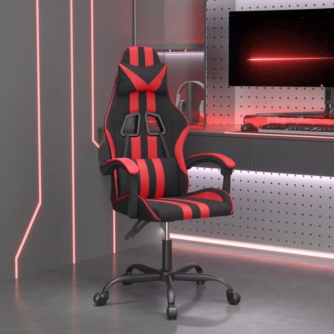 Fauteuil gamer pivotante Chaise de bureau - Fauteuil de jeu Noir et rouge Similicuir BonneVie-40773 (1/5)