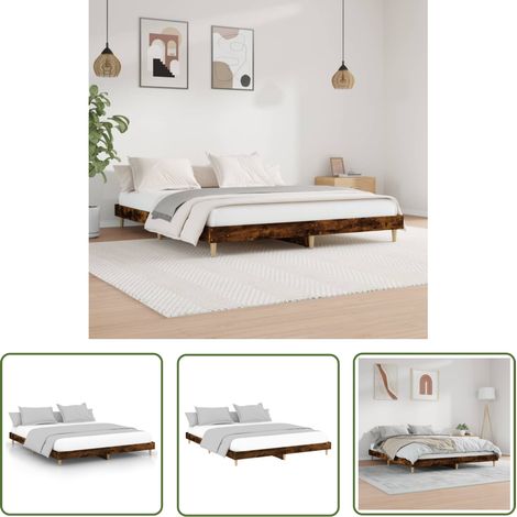 The Living Store Bettgestell ohne Matratze Räuchereiche 140x200 cm Holzwerkstoff - Bettesrahmen - Holzmöbel - Massivholzbette - Doppelbett - Schlafzimmermöbel (1/5)