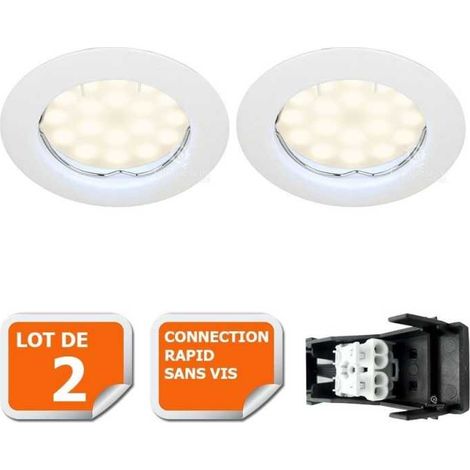Lot de 2 Spot Led Encastrable complete ronde fixe eq. 50w blanc neutre (1/5)