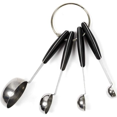 Set de 4 cuillères mesure en acier inoxydable et manches en caoutchouc (1/3)