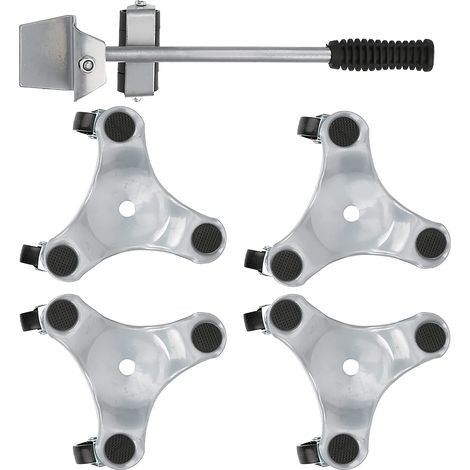Ensemble D'outils de Déménageur de Meubles, Plaque Mobile à 3 Roues Silver Lifter, Objets Lourds Portant 400KG, Montage de Rouleau de Système de Déplacement Facile pour Charges (1/4)