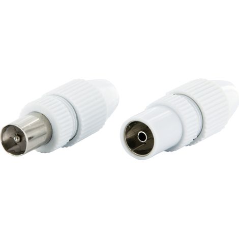Schwaiger Koaxial Set KST3032 532 quickFIX weiß, 1x Koax Stecker + 1x Koax Buchse Antennen & Koaxkabel