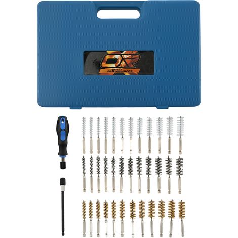 38Pcs Cepillo Acero Inoxidable Latón for Limpieza Terminales 8-19mm Mango (1/5)