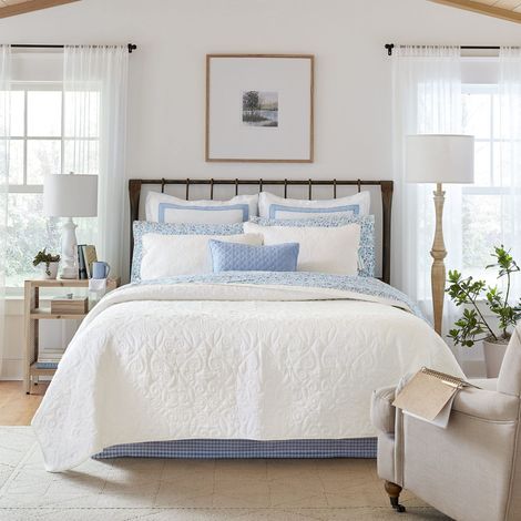 Laura Ashley Felicity Quilt Set, White, Coppia (1/4)