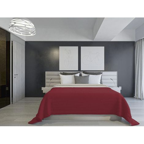 Italian Bed Linen PIUMINO ESTIVO IGNIFUGO BICOLORE SAIA, Bordeaux/Grigio Chiaro 260 x 270 cm (1/5)