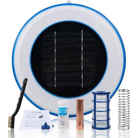 Ioniseur solaire pour piscine, purificateur d'eau aux ions cuivre et argent (blanc) (1/5)