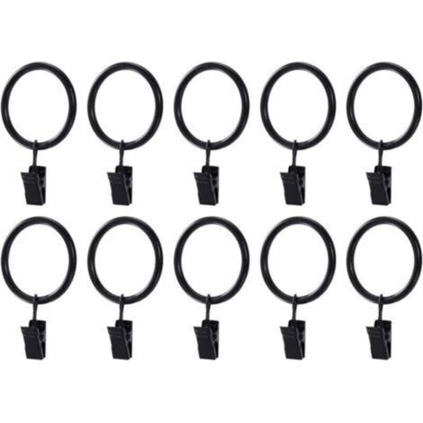 20pcs Noir Anneaux de Rideaux avec Pinces Metal Rideau Clips Crochet,4.0mm×45mm (1/4)