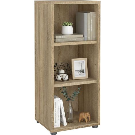 Dmora - Bücherregal Minsk, Büroregal, Mobiler Buchhalter, Bücherbrett, 47x40 h113 cm, Eiche