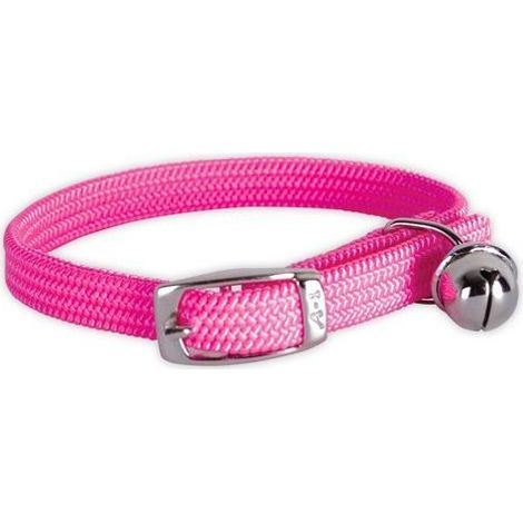 Collier nylon simple chromé chat rose (1/3)