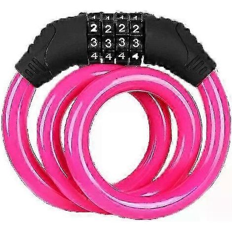 Antivol de vélo (rose) à combinaison à 4 chiffres pour VTT et vélo de route - Bon état (1/5)