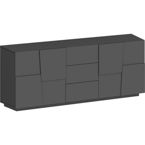 Madia 220 cm Credenza 4 Ante 4 Cassetti Grigio Antracite da Soggiorno (1/5)