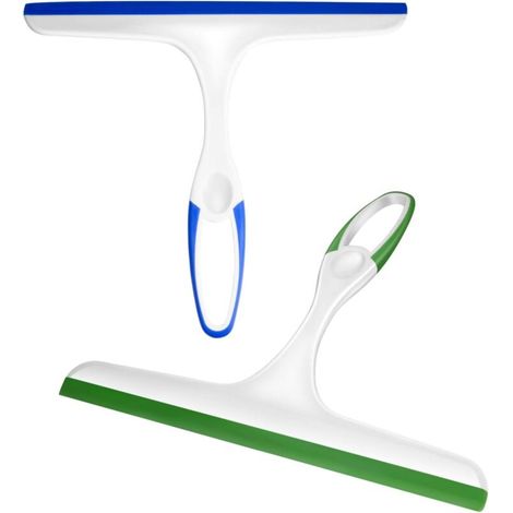 2PCS Squeegee, Multi-Purpose Shower Glass Rubber Squeegees, 22 x 27cm Window Glass Cleaner Scraper for Bathroom Mirror Glass Window Floor (Green/Blue)