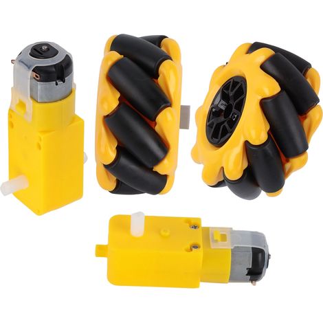 Lot de 4 roues mécanum 60mm pour moteur TT, pièces robotique intelligente, accessoires DIY voiture, composants de remplacement (1/5)