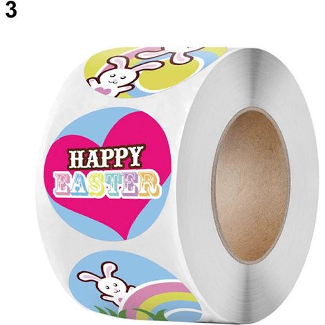 500 étiquettes autocollantes rondes pour Pâques, en papier adhésif résistant, brillantes et élégantes, pour accessoires de bureau.-3