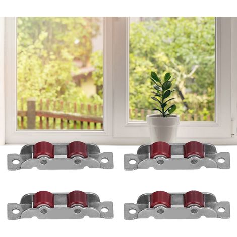 4 ensembles/vente Fenêtre PVC Type 77 avec doubles roues plates, coque en acier inoxydable, roues coulissantes à double poulie en nylon et quincaillerie. (1/5)