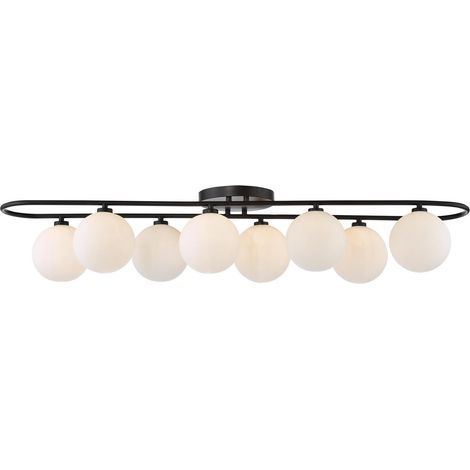 Dar Luana Luana 8 Plafonnier semi-encastré noir mat et verre opale