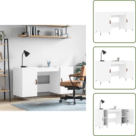 Bureau blanc 140x50x75 cm bois d'ingénierie - Bureau Blanc - Bureau Informatique - Bureau D'étude - Meuble De Bureau - Mobilier De Bureau