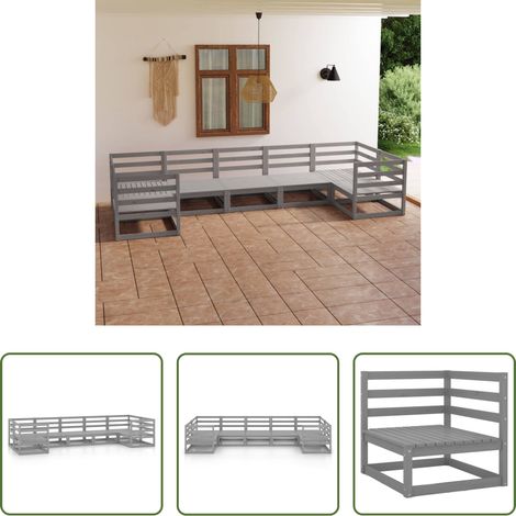 Gartenmöbel - 7-tlg. Garten-Lounge-Set Massivholz Kiefer (1/5)