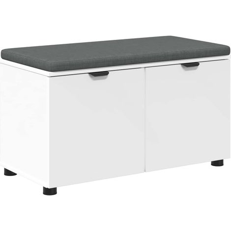 Banc d'entrée Blanc 80 x 38 x 46 cm Bois Ingénierie et Tissu
