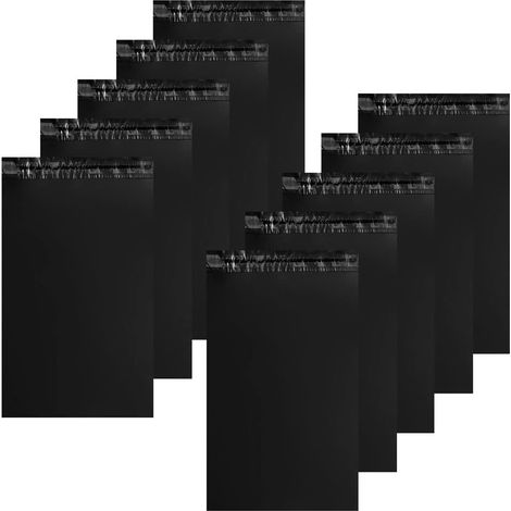10 enveloppes plastique noires opaques, pochettes d'expédition 25x35 cm - solides, inviolables et imperméables. (1/5)