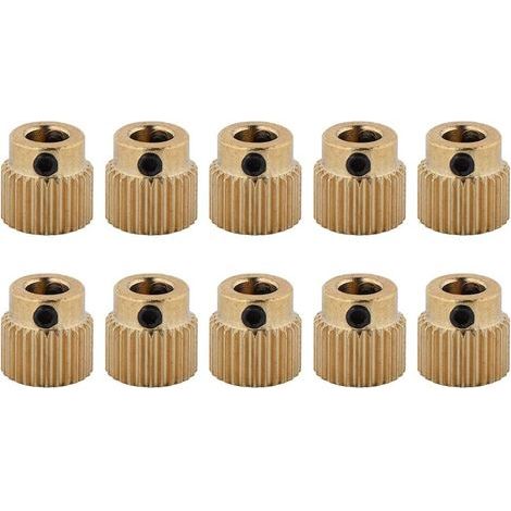 Roue d'extrudeuse en laiton 26/40 dents, 10 pièces de roues d'extrudeuse en laiton pour CR-10, CR-10S, Ender 3, Ender 3 Pro, MK7 MK8 (26 dents) (1/5)