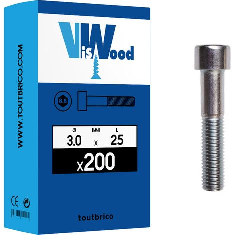 Vis à tête cylindrique en acier zingué DIN 912 - VISWOOD - 3 - 25