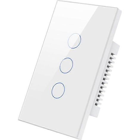 Intelligenter 3-Tasten-WLAN-Wandschalter mit Berührungssensor und LED-Beleuchtung, kompatibel mit Alexa und Google Home, Weiß, US-Stecker (1/5)