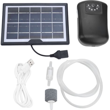Pompe à air solaire pour aquarium, grand débit d'oxygène, silencieuse, kit complet pour bassin à poissons (1/5)
