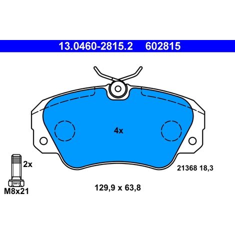 Kit de plaquettes de frein, frein à disque ATE 13.0460-2815.2 OPEL 16 05 004