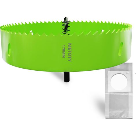 Scie cloche bi-métal de 170 mm, scies cloches universelles HSS M42, avec adaptateur de tige triangulaire et foret de centrage, un sac anti-poussière pour aluminium, métaux, plastiques (1/5)