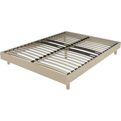 Sommier déco en Kit + pieds 160x200 - Decokit 36 lattes bois - Chêne clair - H. 13 cm (1/3)