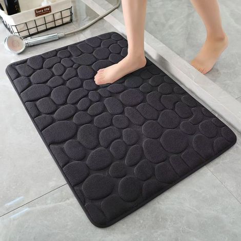 Tapis de bain 3D antidérapant, absorbant et lavable en machine, paillasson avec motif d'allée en relief, séchage rapide (1/5)