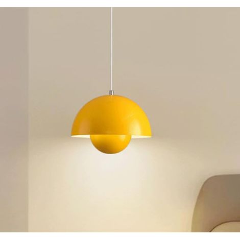 Lustre danois en forme de fleur, hauteur réglable, avec ampoule, pour salon, salle à manger et chambre,lumière blanche 6500 K, jaune (1/5)