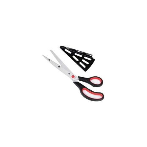 Forbici per pizza in acciaio inox da 28 cm, forbici da cucina con pala per pizza rimovibile (multifunzionali, non solo per la pizza), gadget da cucina (rosso) - Crezuo