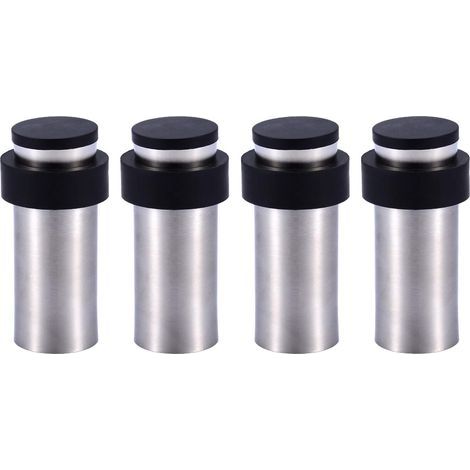 Tope de puerta de acero inoxidable de 8 cm con goma, para montaje en suelo o pared (juego de 4) (1/4)