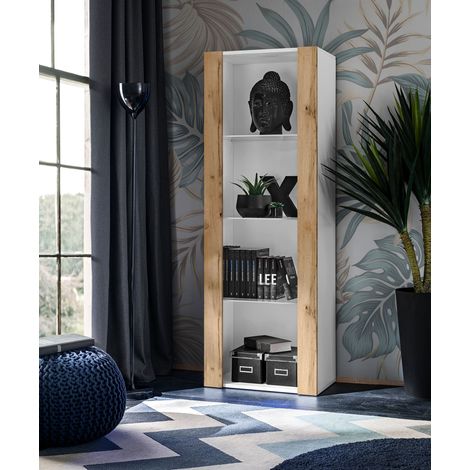Vitrine armoire Tivoli – Panneaux laminés résistants – 3 étagères en verre – Largeur 55cm x Hauteur 159cm x Profondeur 35cm – Pour salon et chambre