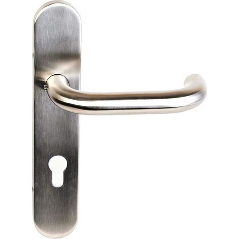Paire de Poignées de porte - KLOSE besser - sur plaque "Karina en U" inox 304 Trou Cylindre
