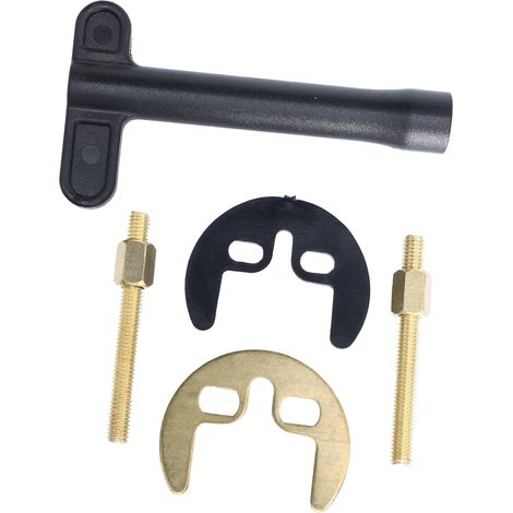 Kit de montage pour robinet en cuivre, facile à utiliser grâce à sa pièce en forme de fer à cheval en métal, pour l'installation sur un lavabo de salle de bain. (1/5)