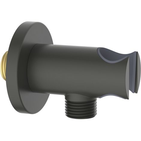 Presa acqua tonda con supporto doccino in ottone color gungrey (1/2)