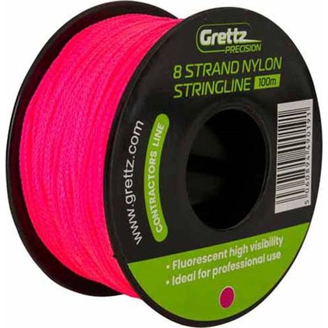 GRETTZ Pink 100m Stringline High Visibility Fluorescent 8 Strand Braided Nylon (1/2)