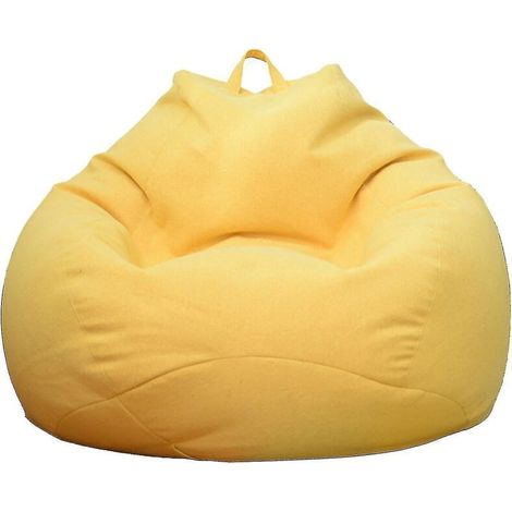 Nouveau pouf extra large, housse de canapé, fauteuil relax d'intérieur pour adultes et enfants, prix promotionnel - 80 x 90 cm - Jaune (1/5)