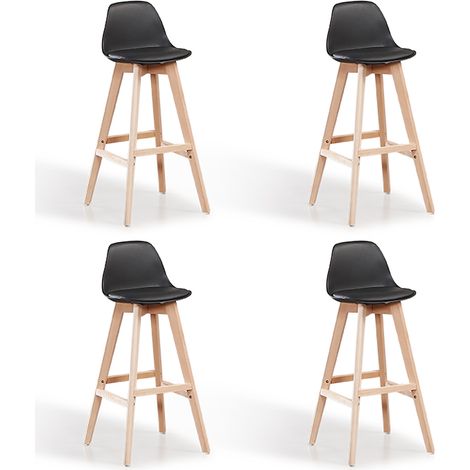 Lot de 4 tabourets de bar noir - Eski