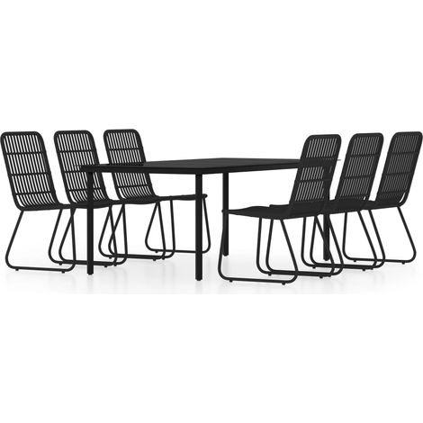 Set da Pranzo per Giardino 7 pz con Cuscini Nero vidaXL (1/5)