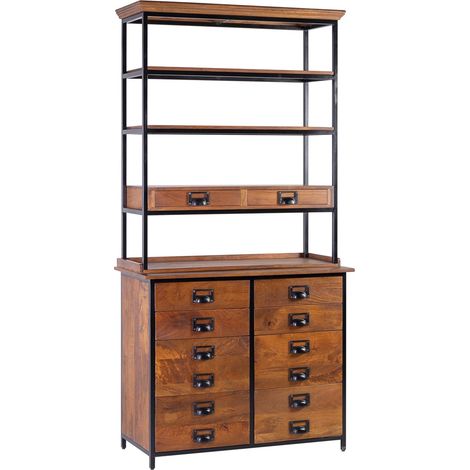 Bibliothèque industrielle fer noir et bois de manguier Touka 100cm (1/4)