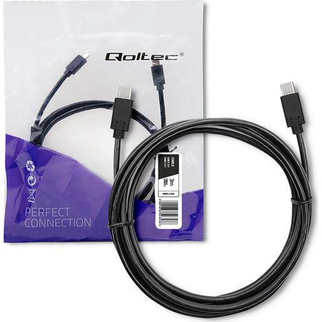 Cable USB 3.1 Tipo C Macho Qoltec  USB 3.1 Tipo C Macho  3 m  Negro (1/5)