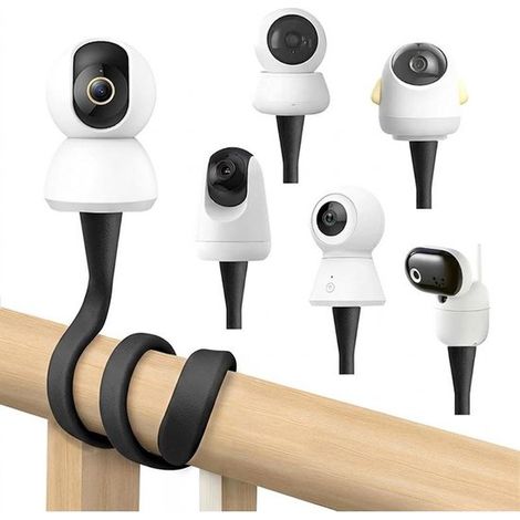 Trépied pour appareil photo bébé en 2 parties, support universel pour babyphone avec filetage 1/4 pouce, support d'accessoire flexible et pliable pour babyphones (aucun perçage requis) (1/5)