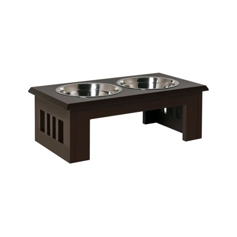 Station d'alimentation pour chien, antidérapante, 58,4 x 30,5 x 25,4 cm, grise, 2 L par gamelle