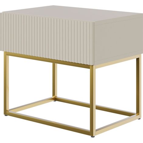 Selsey VELDIO - Comodino - 50 cm - taupe (grigio-beige) con gambe dorate (1/5)