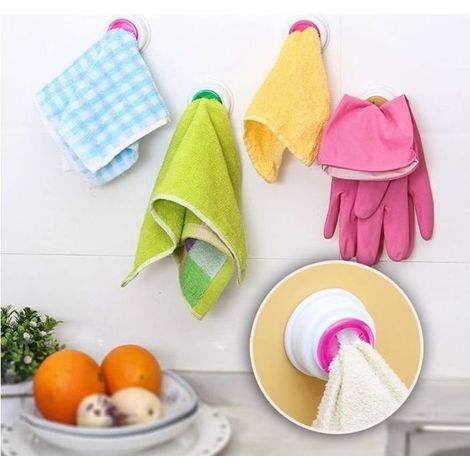 Pince à serviette de nettoyage, support pour gant de toilette, crochet pour cuisine, salle de bain, toilettes (1/4)